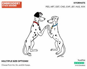 Pongo, Perdita - Disney's 101 Dalmatians - Embroidery Design in 3 sizes & 8 formats