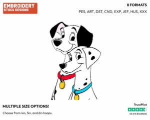 Pongo, Perdita - Disney's 101 Dalmatians - Embroidery Design in 3 sizes & 8 formats