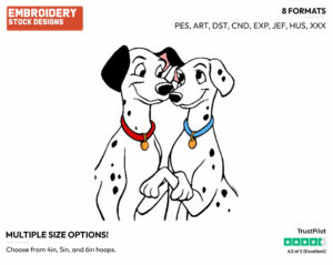 Pongo, Perdita - Disney's 101 Dalmatians - Embroidery Design in 3 sizes & 8 formats