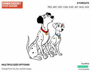 Perdita, Pongo Howling - Disney's 101 Dalmatians - Embroidery Design in 3 sizes & 8 formats
