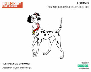 Pongo - Disney's 101 Dalmatians - Embroidery Design in 3 sizes & 8 formats