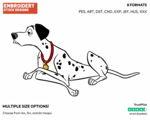 Pongo Looking Bored - Disney's 101 Dalmatians - Embroidery Design in 3 sizes & 8 formats