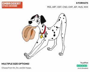Pongo - Disney's 101 Dalmatians - Embroidery Design in 3 sizes & 8 formats