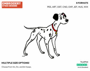 Pongo - Disney's 101 Dalmatians - Embroidery Design in 3 sizes & 8 formats