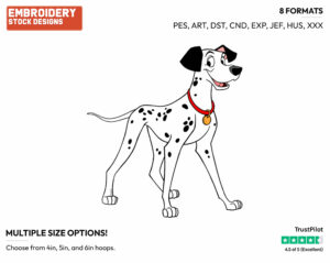 Pongo - Disney's 101 Dalmatians - Embroidery Design in 3 sizes & 8 formats