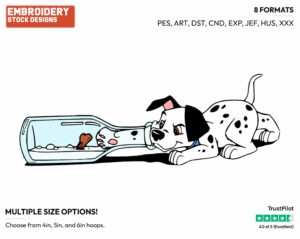 Dalmatian Puppy Reaching For A Cookie In A Bottle - Disney's 101 Dalmatians - Embroidery Design in 3 sizes & 8 formats