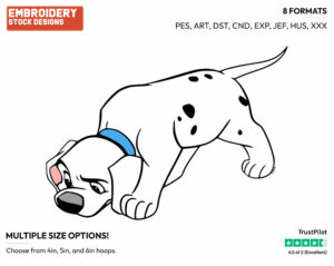 Puppy Sniffing The Ground - Disney's 101 Dalmatians - Embroidery Design in 3 sizes & 8 formats