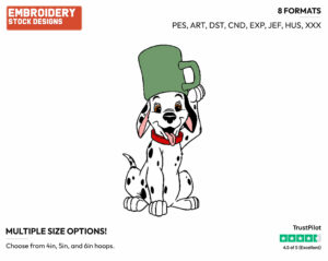 Puppy With A Cup On His Head - Disney's 101 Dalmatians - Embroidery Design in 3 sizes & 8 formats