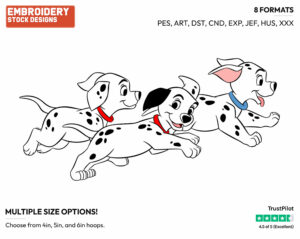Puppies Running - Disney's 101 Dalmatians - Embroidery Design in 3 sizes & 8 formats