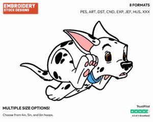 Puppy Running Scared - Disney's 101 Dalmatians - Embroidery Design in 3 sizes & 8 formats