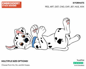 Cute Puppy Lying On Back - Disney's 101 Dalmatians - Embroidery Design in 3 sizes & 8 formats