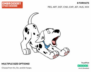 Puppy Stretching, Yawning - Disney's 101 Dalmatians - Embroidery Design in 3 sizes & 8 formats