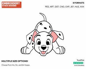 Playful Puppy - Disney's 101 Dalmatians - Embroidery Design in 3 sizes & 8 formats