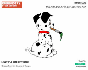 Puppy, Paintbrush - Disney's 101 Dalmatians - Embroidery Design in 3 sizes & 8 formats