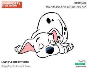 Puppy Sleeping - Disney's 101 Dalmatians - Embroidery Design in 3 sizes & 8 formats
