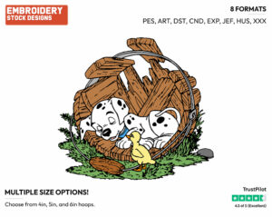 Puppy Sleeping In Barrel - Disney's 101 Dalmatians - Embroidery Design in 3 sizes & 8 formats