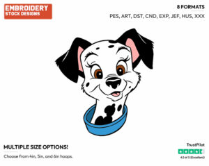 Cute Puppy - Disney's 101 Dalmatians - Embroidery Design in 3 sizes & 8 formats