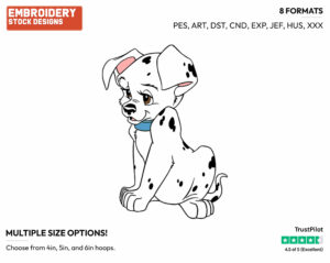 Shy Puppy - Disney's 101 Dalmatians - Embroidery Design in 3 sizes & 8 formats