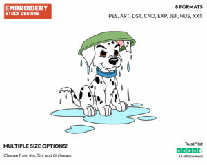 Puppy With Water Bowl On Head - Disney's 101 Dalmatians - Embroidery Design in 3 sizes & 8 formats