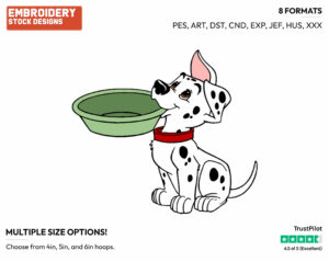 Puppy Holding Bowl - Disney's 101 Dalmatians - Embroidery Design in 3 sizes & 8 formats