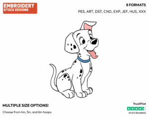 Puppy Panting - Disney's 101 Dalmatians - Embroidery Design in 3 sizes & 8 formats