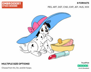 Puppy Makeup - Disney's 101 Dalmatians - Embroidery Design in 3 sizes & 8 formats