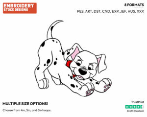 Puppy Stretching - Disney's 101 Dalmatians - Embroidery Design in 3 sizes & 8 formats