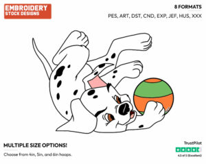Puppy Playing With Ball - Disney's 101 Dalmatians - Embroidery Design in 3 sizes & 8 formats