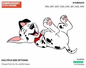 Puppy Laughing - Disney's 101 Dalmatians - Embroidery Design in 3 sizes & 8 formats