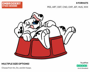 Rolly In Food Bowl - Disney's 101 Dalmatians - Embroidery Design in 3 sizes & 8 formats