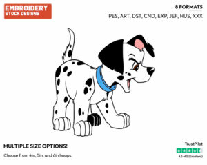 Wizzer Barking - Disney's 101 Dalmatians - Embroidery Design in 3 sizes & 8 formats