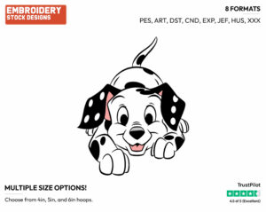 Playful Domino - Disney's 101 Dalmatians - Embroidery Design in 3 sizes & 8 formats