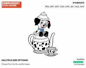 Little Dipper In A Teapot - Disney's 101 Dalmatians - Embroidery Design in 3 sizes & 8 formats