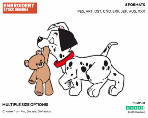 Puppy Carrying Teddy Bear - Disney's 101 Dalmatians - Embroidery Design in 3 sizes & 8 formats