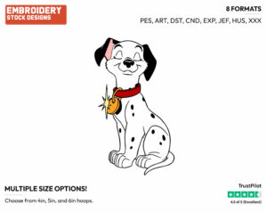 Puppy Wearing Collar - Disney's 101 Dalmatians - Embroidery Design in 3 sizes & 8 formats