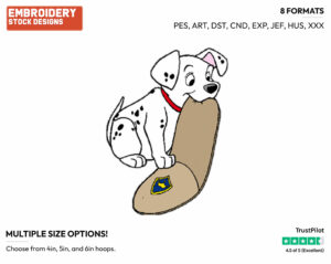 Rolly Gnawing On Slipper - Disney's 101 Dalmatians - Embroidery Design in 3 sizes & 8 formats