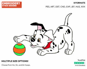 Puppy Playing With Ball - Disney's 101 Dalmatians - Embroidery Design in 3 sizes & 8 formats