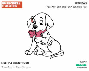 Puppy Wearing A Bow - Disney's 101 Dalmatians - Embroidery Design in 3 sizes & 8 formats