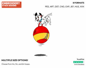 Puppy On Bouncy Ball - Disney's 101 Dalmatians - Embroidery Design in 3 sizes & 8 formats