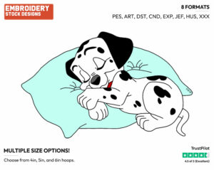 Puppy Sleeping - Disney's 101 Dalmatians - Embroidery Design in 3 sizes & 8 formats