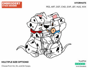 Puppies Caught Up In Thread - Disney's 101 Dalmatians - Embroidery Design in 3 sizes & 8 formats