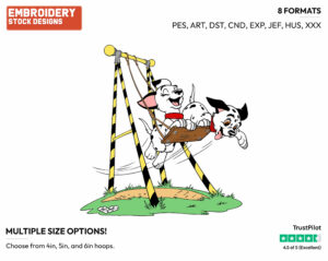 Puppies On Swings - Disney's 101 Dalmatians - Embroidery Design in 3 sizes & 8 formats