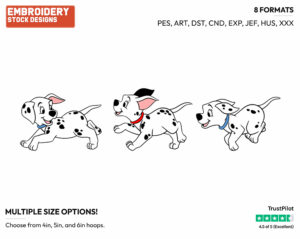 Puppies Running - Disney's 101 Dalmatians - Embroidery Design in 3 sizes & 8 formats