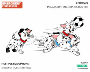 Puppies Playing Soccer - Disney's 101 Dalmatians - Embroidery Design in 3 sizes & 8 formats