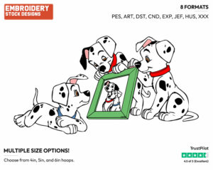 Puppies Looking At Picture - Disney's 101 Dalmatians - Embroidery Design in 3 sizes & 8 formats