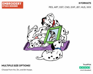 Puppies Looking At Pongo, Perdita Portrait - Disney's 101 Dalmatians - Embroidery Design in 3 sizes & 8 formats