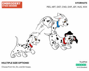 Lucky, Other Puppies Leaping - Disney's 101 Dalmatians - Embroidery Design in 3 sizes & 8 formats