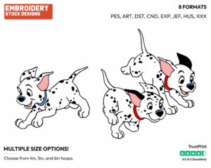 Puppies Running - Disney's 101 Dalmatians - Embroidery Design in 3 sizes & 8 formats