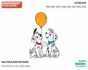 Puppies Balloon - Disney's 101 Dalmatians - Embroidery Design in 3 sizes & 8 formats