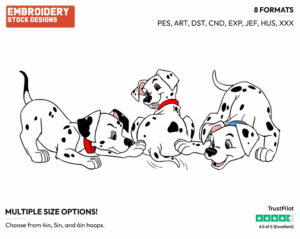 Dipstick, Other Puppies Playing - Disney's 101 Dalmatians - Embroidery Design in 3 sizes & 8 formats